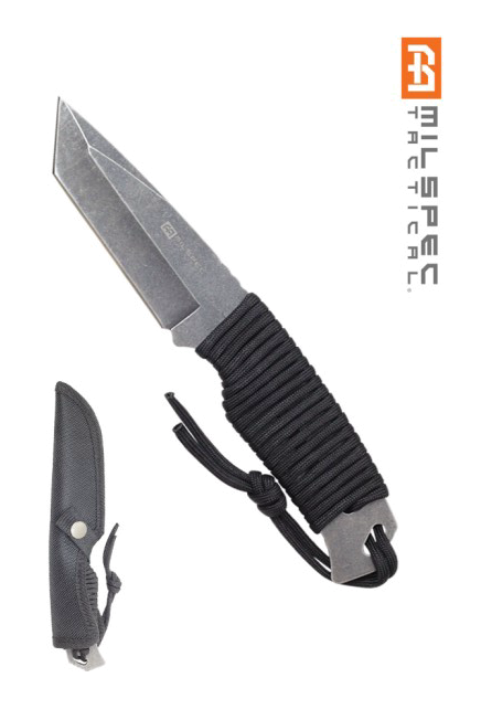 product image for Milspec Tactical Tanto Knife 8 4 Stone Gray Blade with Paracord Sheath