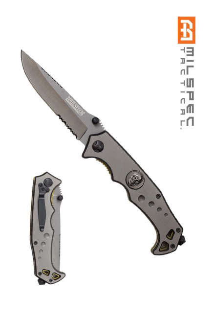 product image for Milspec Gray Spring Assisted Folding Knife