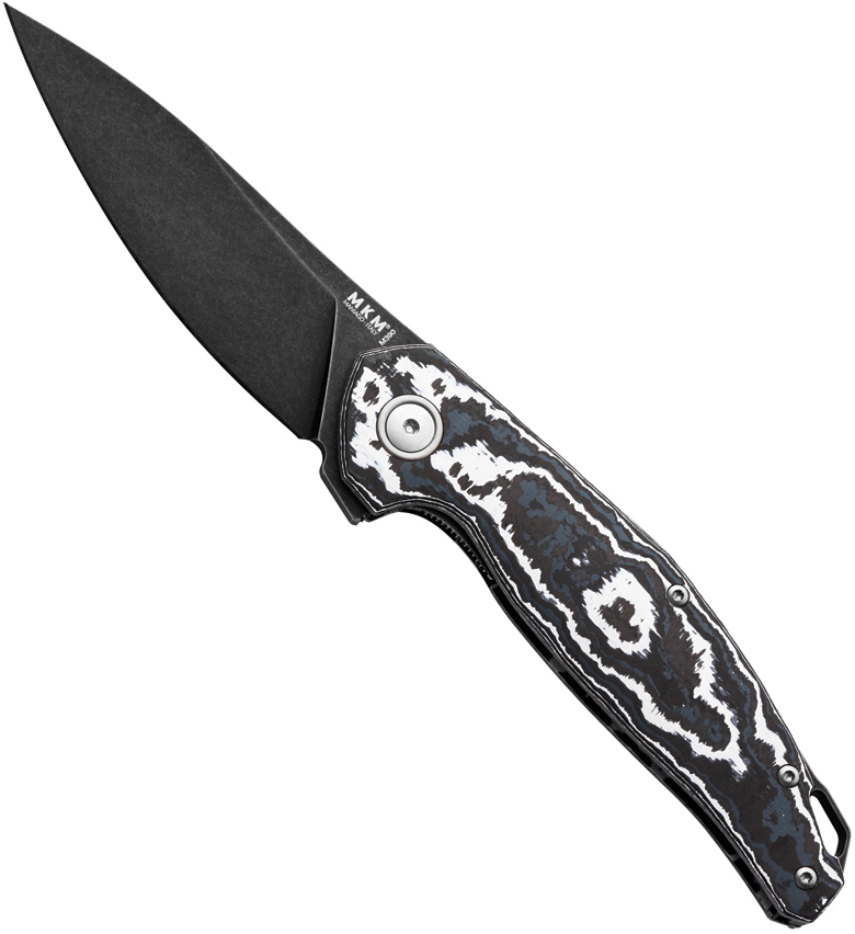 product image for MKM Maniago Knife Makers Goccia M390 Black Blade White Storm Carbon Fiber Handle