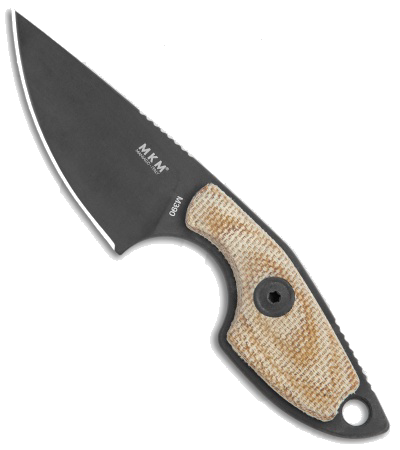 MKM Mikro 1 Fixed Blade Black M390 Blade Natural Micarta Handle product image