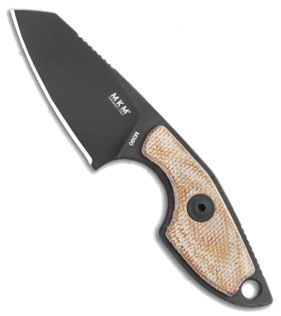 product image for MKM Mikro 2 Black Sheepsfoot Fixed Blade Knife Natural Micarta Handle M390 Steel - MR02NCB