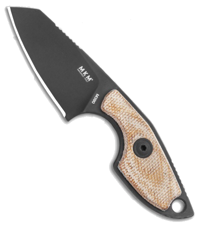 MKM Mikro 2 Black Sheepsfoot Fixed Blade Knife Natural Micarta Handle M390 Steel - MR02NCB