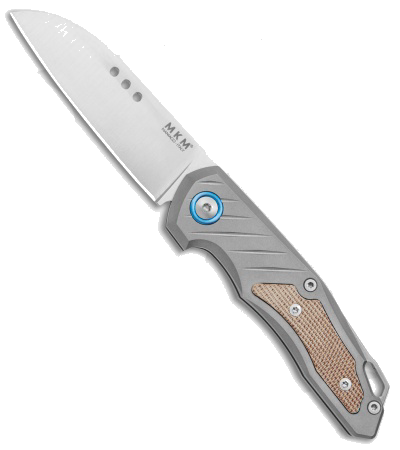 product image for MKM Anso Root Slip Joint Knife Titanium Natural Micarta M390 Satin