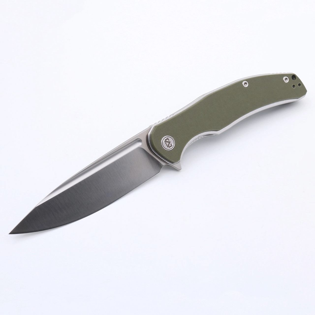 product image for Green Miguron Velona Flipper Folding Knife G10 Handle 14C28N Plain Edge Satin Finish MGR803SGN