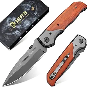product image for Ned Foss Folding Knife Titanium Plated Rosewood Handle Safety Liner Lock