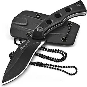 product image for Ned Foss Black Neck Knife with Sheath and Chain G10 Handle 2.7-inch Blade for Men EDC Outdoor Survival Camping