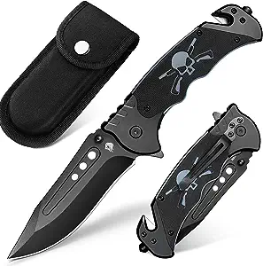 product image for Ned Foss GRIZZLY Tactical Folding Knife with Glass Breaker and Seatbelt Cutter, Survival Knife for Emergency Rescue