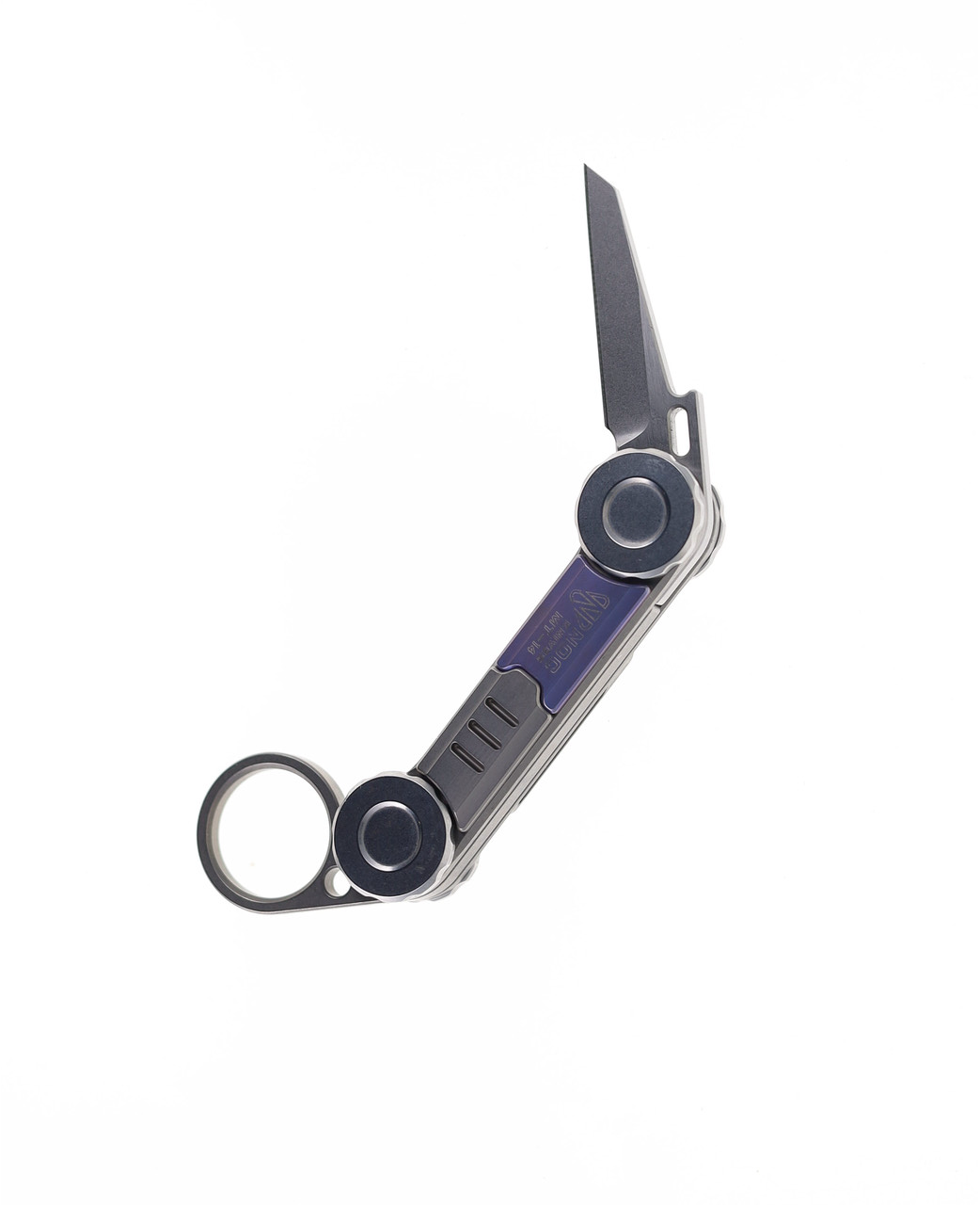 product image for NOC Blue Titanium Flipper Folding Knife M390 Plain Edge MT14BLC