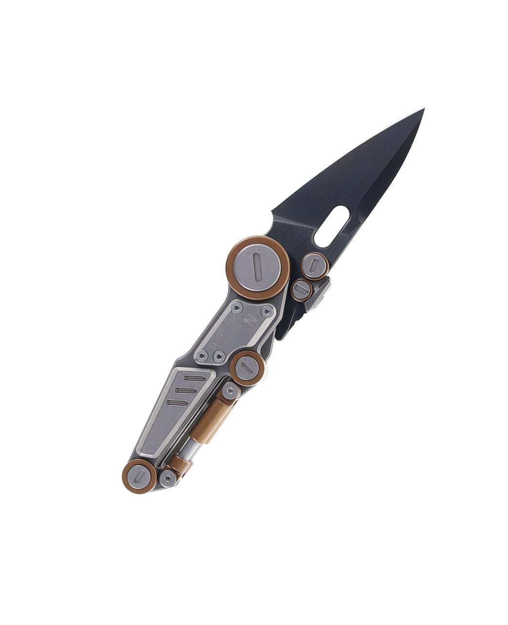 product image for NOC Knives MT22 Gray Titanium Handle Folding Knife with M390 Black Blade