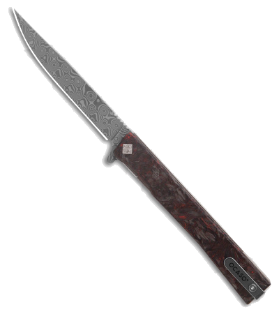 product image for Ocaso Solstice Frame Lock Knife Red Fat Carbon Damascus