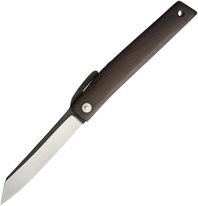 Ohta Knives FK 9 Ebony Wood Handle Black D2 Steel Blade Folding Knife product image