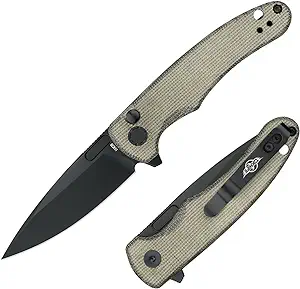 product image for OKNIFE Mettle 2 EDC Pocket Knife 2.88 Inch 154CM Folding Knife with Pocket Clip Micarta Handle Flipper Knife for Hunting, Camping, and Work