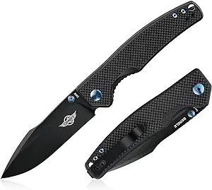 product image for OKNIFE Beagle Folding Pocket Knife 3.3 Inch Tactical Knife with 154CM Steel Harpoon Blade, G-10 Handle, and Pocket Clip for Camping and Fishing
