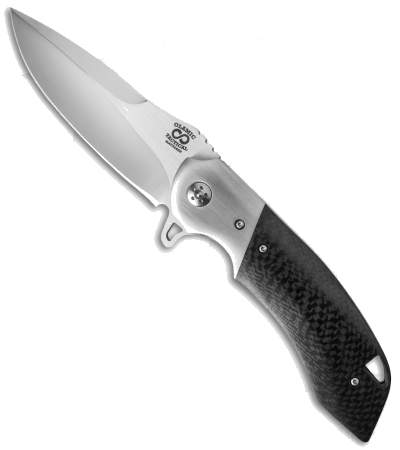 product image for Olamic Cutlery Wayfarer Flipper Knife Titanium Bolsters Carbon Fiber W474