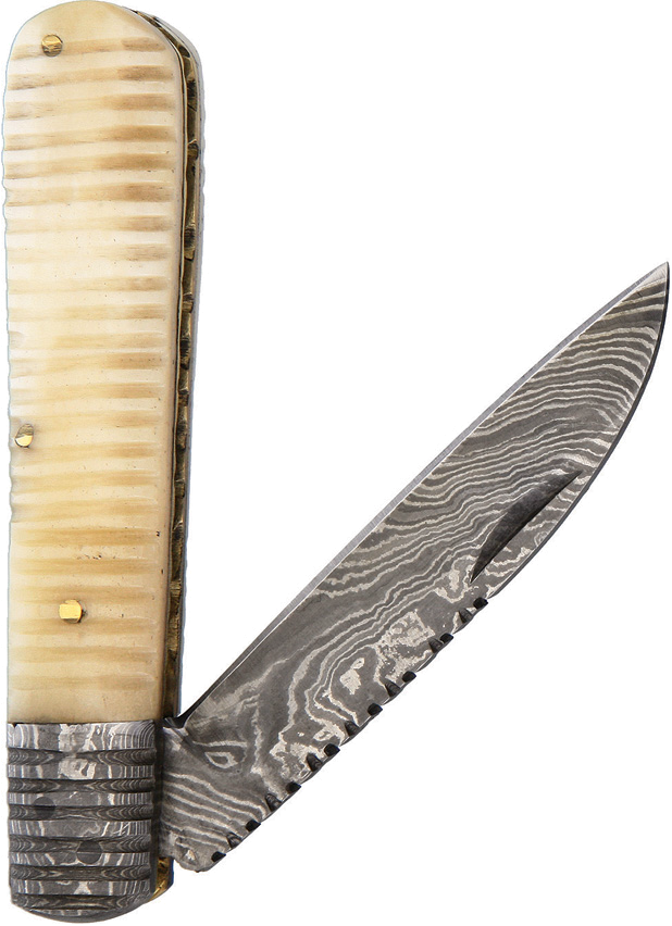 product image for Old Forge Barlow White Bone Handle Damascus Steel 3.25" Blade