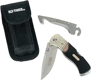 product image for Old Timer Black Switch It Knife with 3.3" Drop Point and Gut Hook Blades and Sawcut Handle