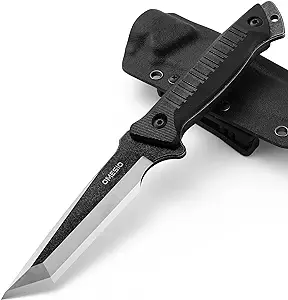 product image for Omesio Black Tanto Fixed Blade Knife With Kydex Sheath