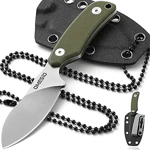 product image for Omesio Fixed Blade Neck Knife EDC D-2 Steel Nessmuk Blade G-10 Handle with Kydex Sheath and Clip for Outdoor Survival Camping