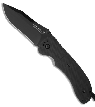 Ontario Black Utilitac II Folding Knife AUS-8A JPT3R3.5 Plain Edge