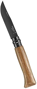 Opinel No. 08 Black Stainless Steel Folding Pocket Knife with Oak Wood Handle product image