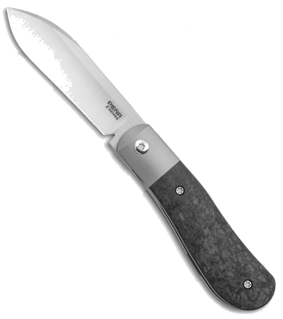 product image for Pena X-Series Dogleg Jack Front Flipper Marble CF Satin Knife