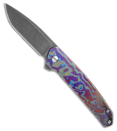 product image for Pena Knives Custom Cobra Titanium & Zircuti Boomerang Damascus