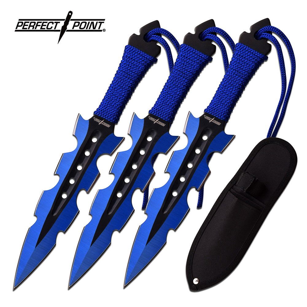 product image for Perfect-Point PP-110-3-BL Blue Black Blade Throwing Knife Set