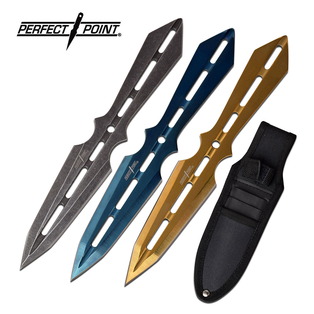 product image for Perfect-Point Throwing Knife Set 3 Pc Full Tang 7" Overall with Sheath