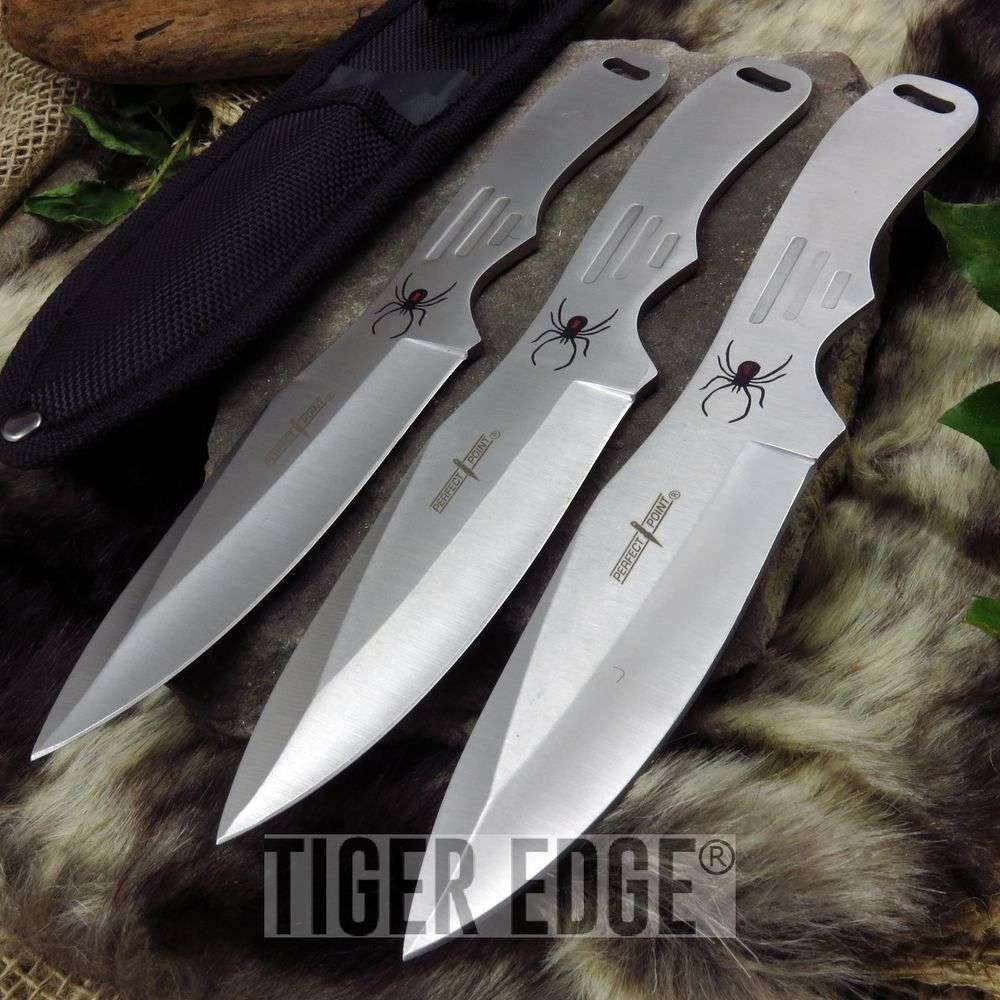 product image for Perfect-Point Silver 8 25 Spider 3 Pc Throwing Knife Set with Sheath