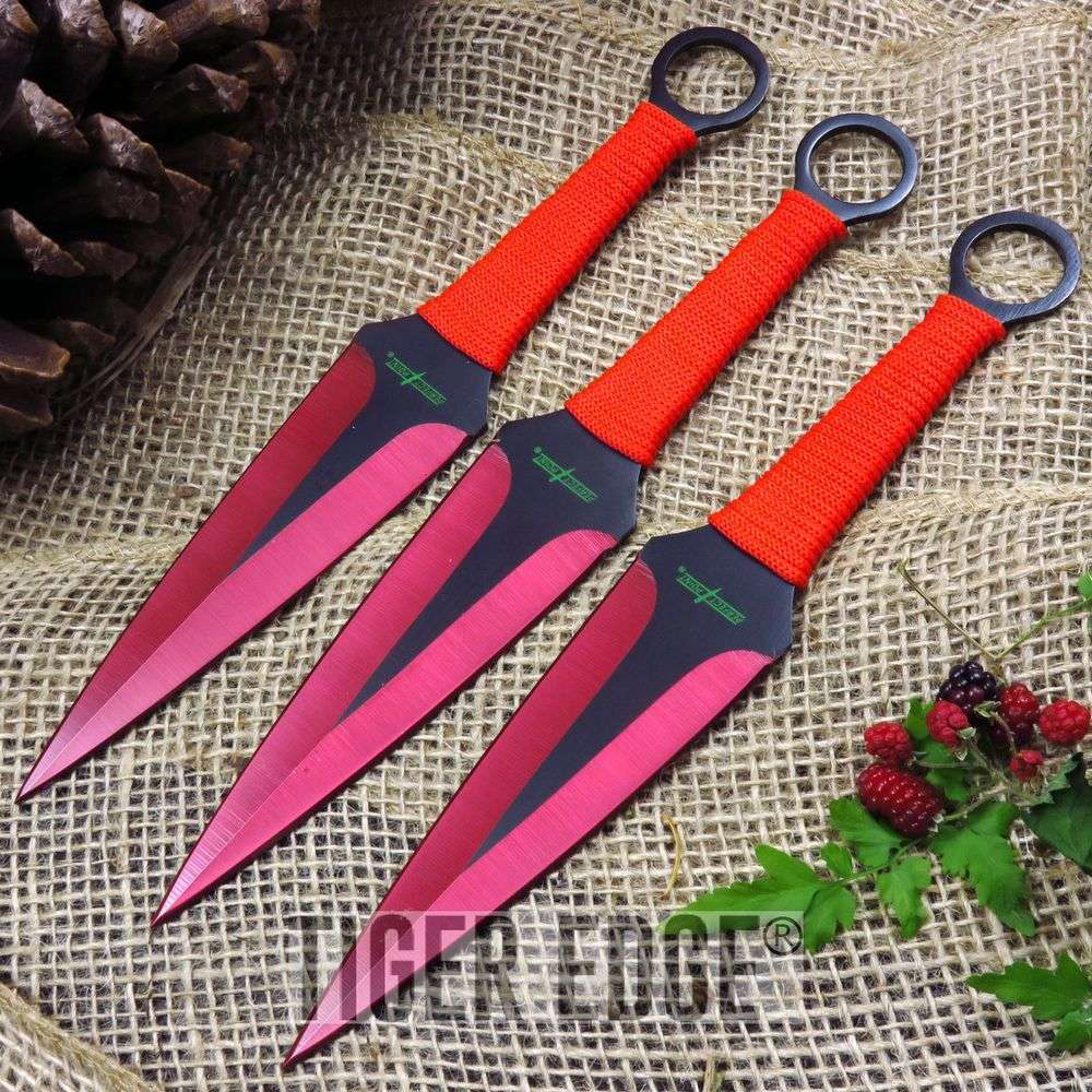 product image for Perfect-Point Red Black Triple Kunai Throwing Knife Set