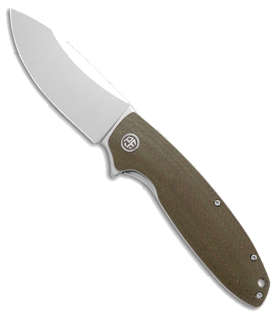 Petrified Fish Terra Liner Lock Knife OD Green Micarta 3 75 Satin