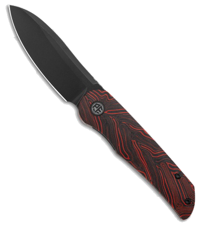 product image for Petrified Fish El Camino Sheepsfoot Liner Lock Knife Black Red Gmascus Blk SW