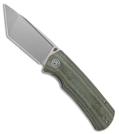 Petrified Fish Beluga Green Micarta K110 Steel Front Flipper Knife