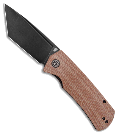 Petrified Fish Beluga Brown Micarta K110 Steel Front Flipper Knife product image