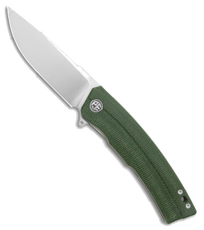 Petrified Fish Magazine Liner Lock Knife Green Micarta 3 7 Satin D 2 PFP 02 product image