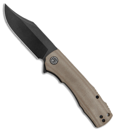 product image for Petrified Fish Victor Black D2 Steel Khaki Micarta Liner Lock Knife PFP-03