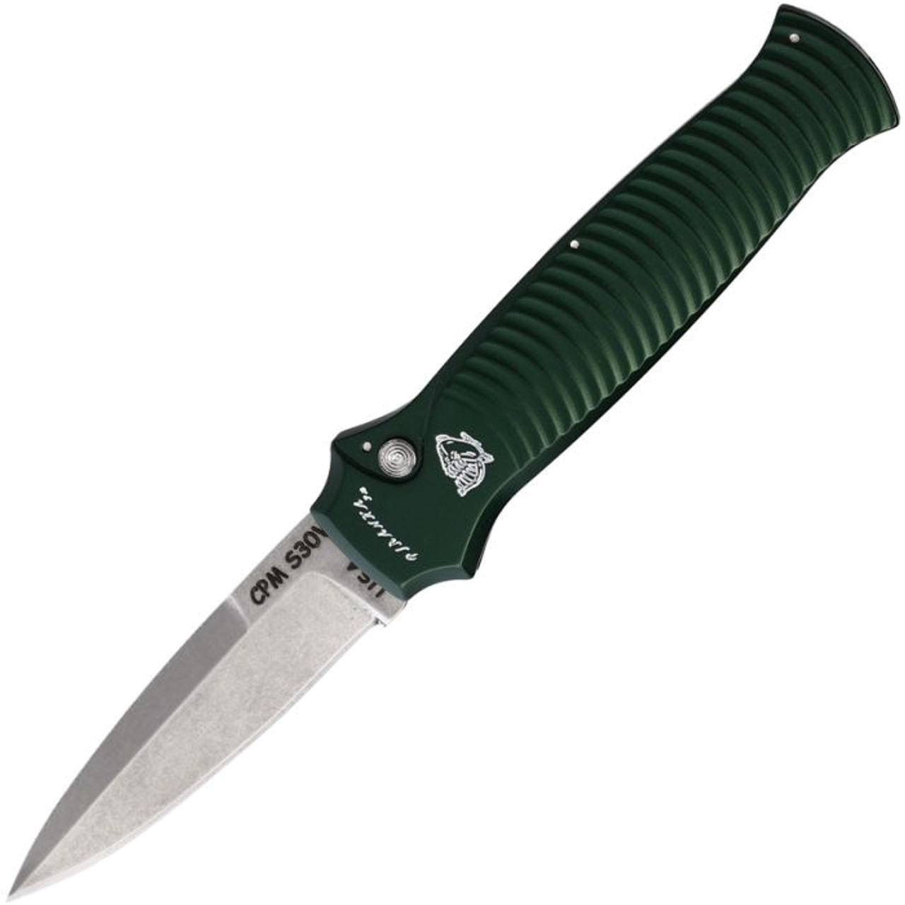 product image for Piranha Bodyguard Green Aluminum CPM-S30V Automatic Knife