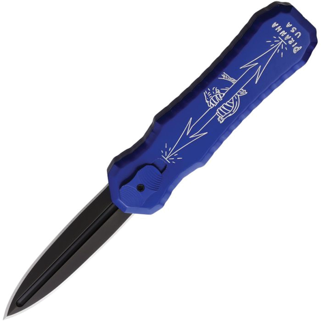product image for Piranha Excalibur Blue Aluminum OTF Knife CPM-154