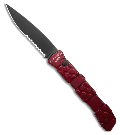 Piranha 21 Tactical Automatic Knife Red Aluminum S30V Black Serr product image