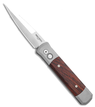 Pro-Tech Godfather Automatic Knife Gray Cocobolo Wood Inlay 154-CM Satin Finish Blade product image