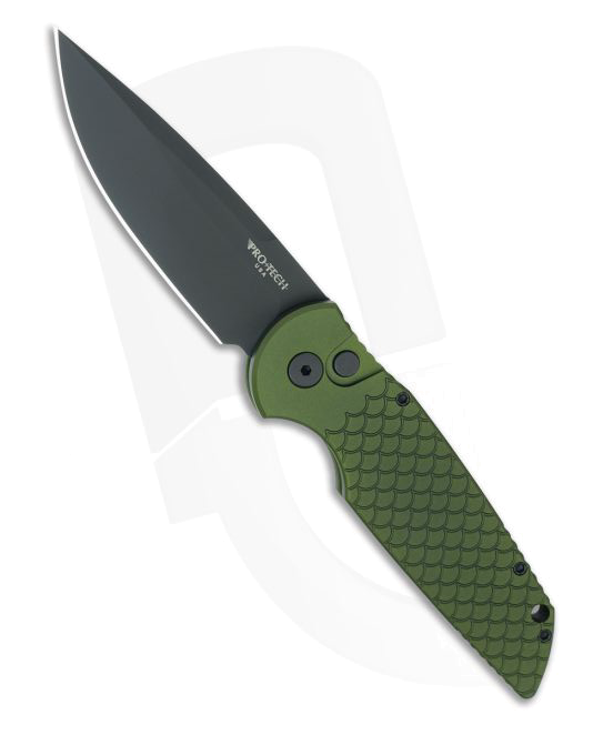 product image for Protech TR 3 X 1 Green Fish Scale Aluminum Black Blade Auto