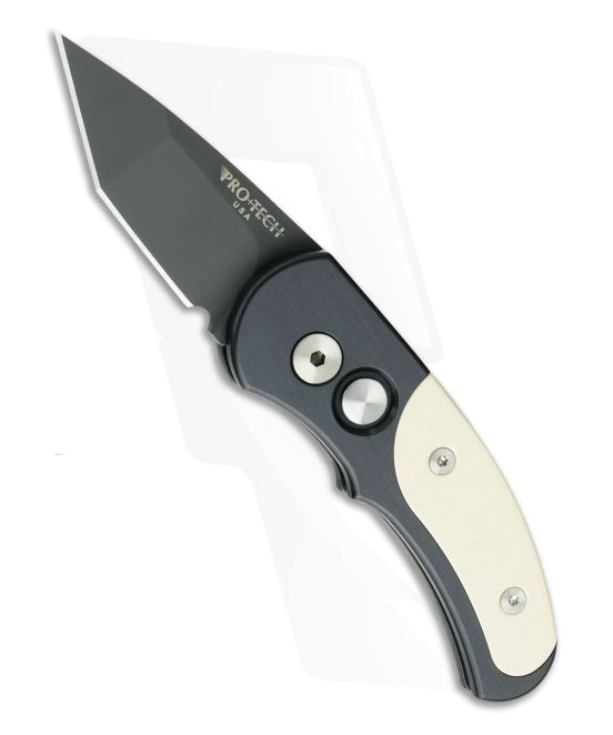 Protech Runt J 4 DLC Tanto Automatic Knife Ivory Micarta Inlay 5452