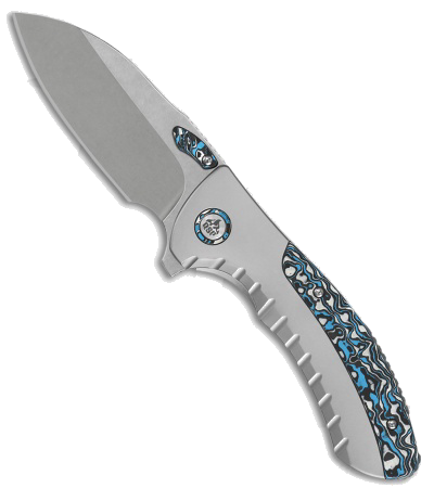 product image for QSP Capybara Titanium Black Blue White CF Frame Lock Knife