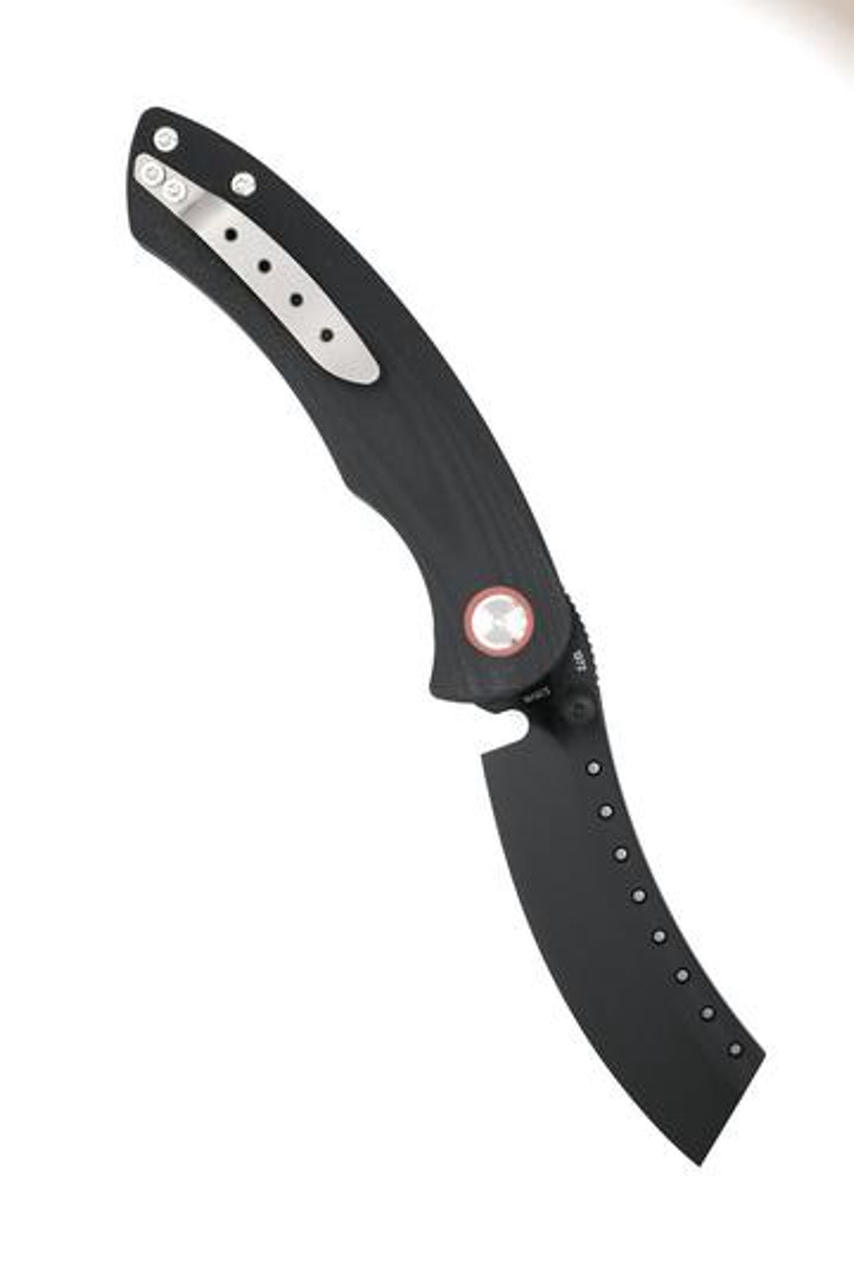 product image for Red-Horse Hell Razor HRPG-10 Folding Knife Black G10 Handle S35VN Plain Black Blade