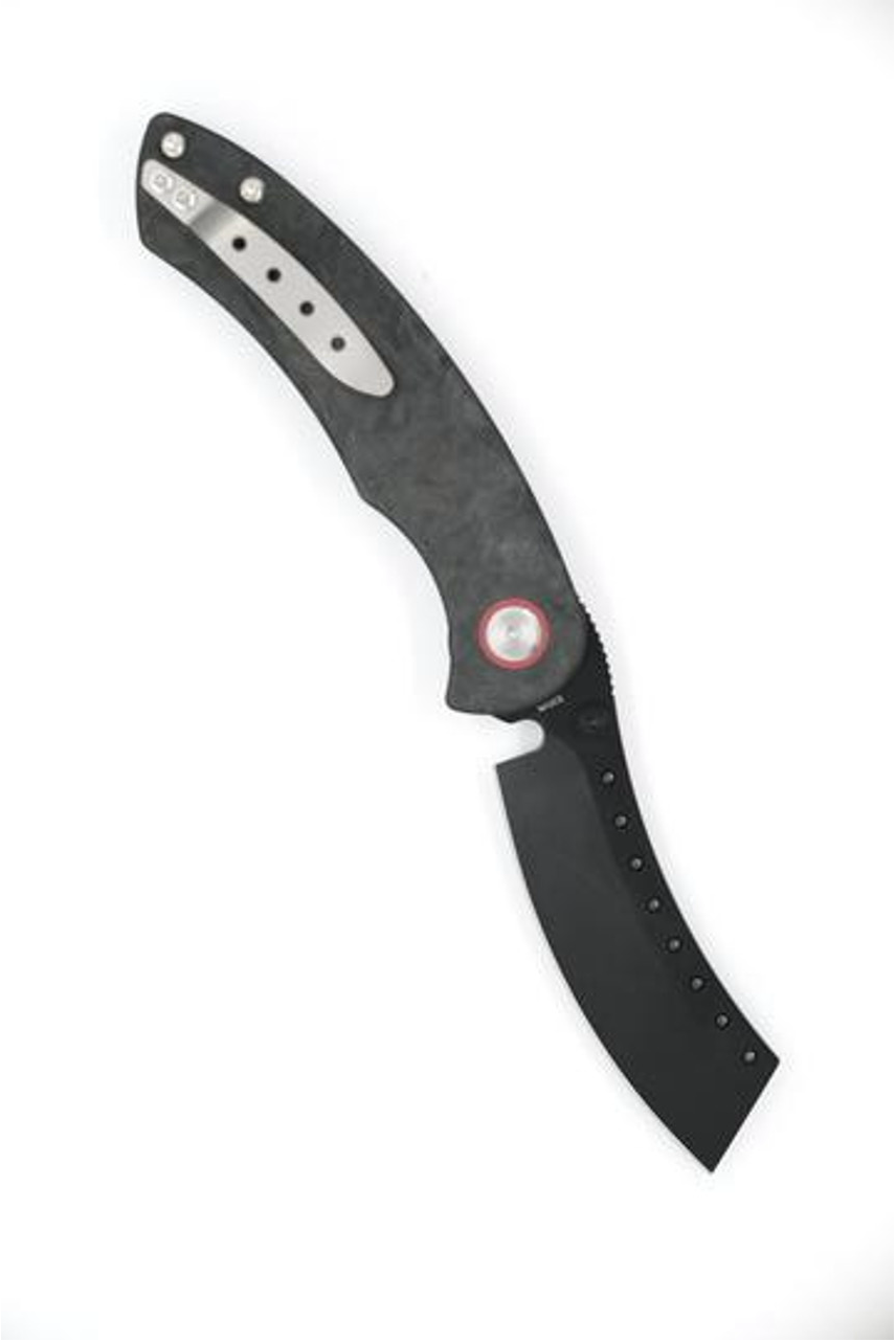 product image for Red-Horse Hell Razor Black Marbled Carbon Fiber Handle S35VN Plain Black Blade Folding Knife