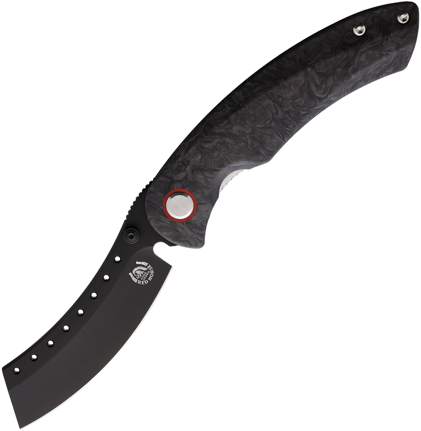 product image for Red Horse Knife Works Hell Razor Black S35VN Linerlock Marbled Carbon Fiber Handle