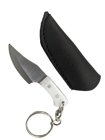 product image for Rex Mini Key Chain Fixed Blade Hunting Knife White Handle PK 121 48