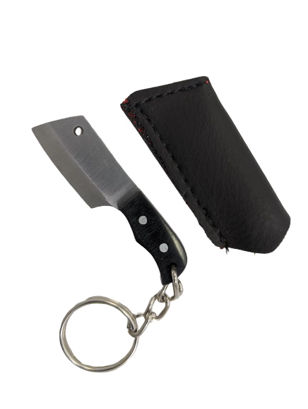 product image for Rex Mini Key Chain Cleaver Black Fixed Blade Knife with Sheath