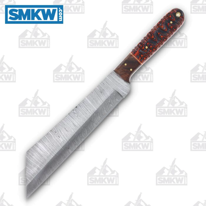 Rite-Edge Seax Damascus Red Wood Fixed Blade Knife Model 13.75"