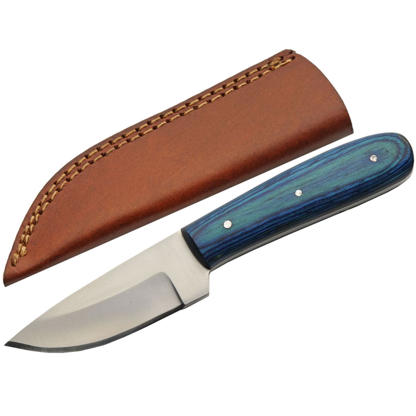 product image for Rite-Edge Compact Hunting Knife Stainless Steel Drop Point Blade Blue Wood Handle Model RE-101